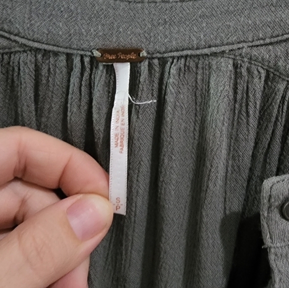Free People Sage Green Long Sleeve Gauzy Light Weight Top - Picture 3 of 6